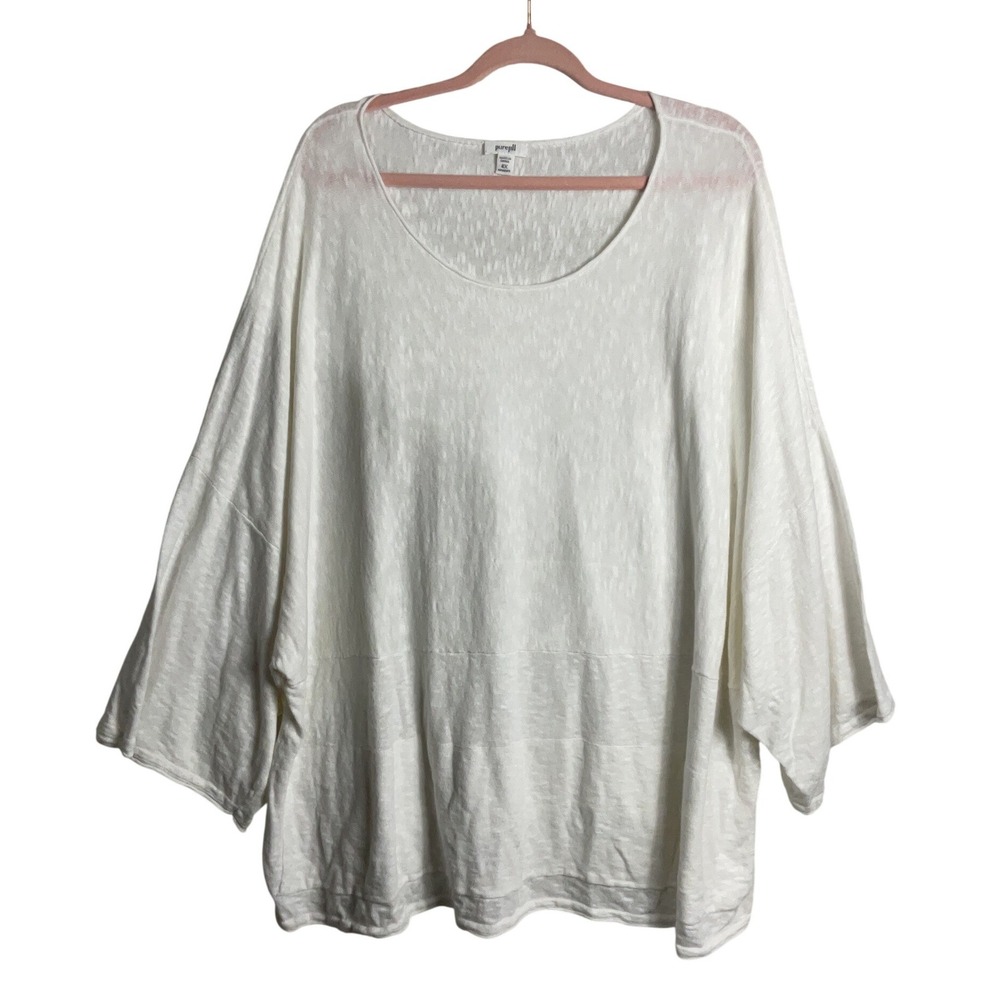 Pure J. Jill White Cotton Linen Oversized Tunic Top Kimono Sleeve PLUS size 4X